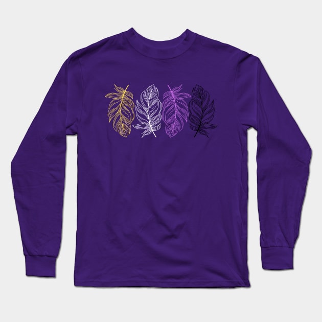 Pride Feathers Non-Binary Long Sleeve T-Shirt by LylaLace Studio